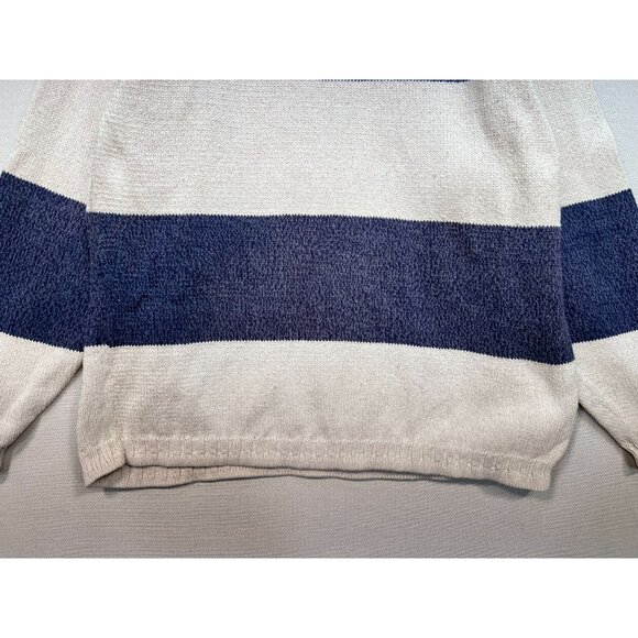 Eddie Bauer Women's Pullover Sweater Knit Long Sleeve Stretch Blue White Stripe - Picture 11 of 11